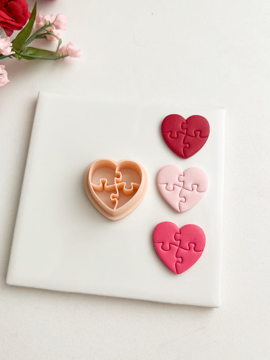 Heart Puzzle Clay Cutter | Heart Puzzle Polymer Clay Cutter for DIY Romantic Earrings Puzzle Piece Jewelry and Handmade Love Accessories