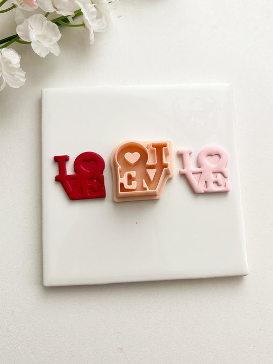 LOVE Embossed Stamp Clay Cutter | LOVE Embossed Stamp Polymer Clay Cutter for DIY Valentine's Earrings Romantic Jewelry and Handmade Love Accessories