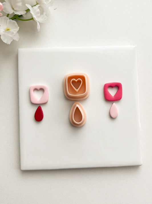 Heart Cutout Dangle No. 7 Clay Cutter | Heart Cutout Dangle No. 7 Polymer Clay Cutter for DIY Elegant Earrings Romantic Jewelry and Handmade Valentine Accessories