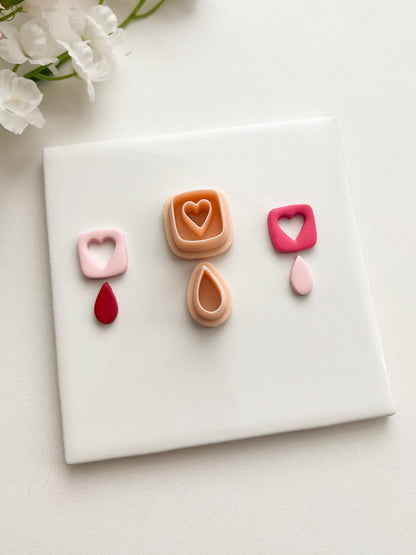 Heart Cutout Dangle No. 7 Clay Cutter | Heart Cutout Dangle No. 7 Polymer Clay Cutter for DIY Elegant Earrings Romantic Jewelry and Handmade Valentine Accessories