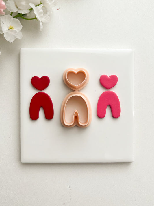 Rounded U Shape Heart Dangle | Rounded U Shape Heart Dangle Polymer Clay Cutter for DIY Valentine Earrings Love-Themed Jewelry and Handmade Romantic Accessories