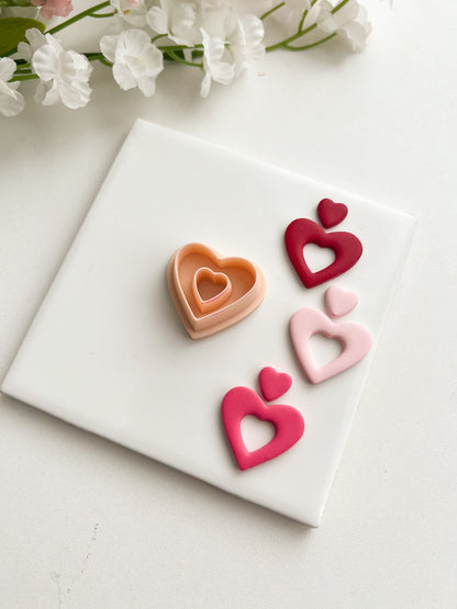 Heart Cutout Dangle Clay Cutter | Heart Cutout Dangle Polymer Clay Cutter for DIY Chic Earrings Elegant Jewelry and Handmade Romantic Accessories