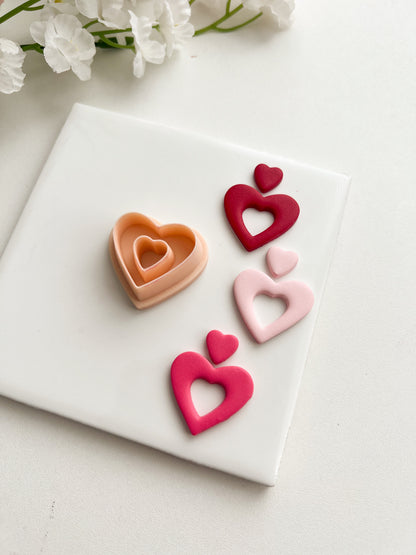 Heart Cutout Dangle Clay Cutter | Heart Cutout Dangle Polymer Clay Cutter for DIY Chic Earrings Elegant Jewelry and Handmade Romantic Accessories