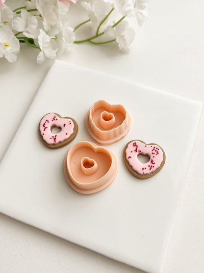 Heart Donut Clay Cutter | Heart Donut Polymer Clay Cutter for DIY Breakfast Earrings Cute Donut-Themed Jewelry and Handmade Sweet Accessories