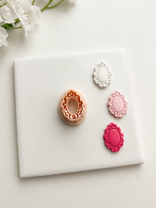 Elegant Embossed Mirror Clay Cutter | Elegant Embossed Mirror Polymer Clay Cutter for DIY Classic Earrings Chic Jewelry and Handmade Decorative Accessories