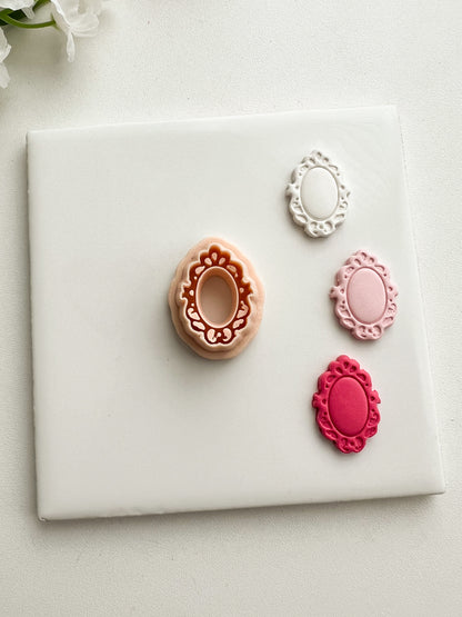 Elegant Embossed Mirror Clay Cutter | Elegant Embossed Mirror Polymer Clay Cutter for DIY Classic Earrings Chic Jewelry and Handmade Decorative Accessories