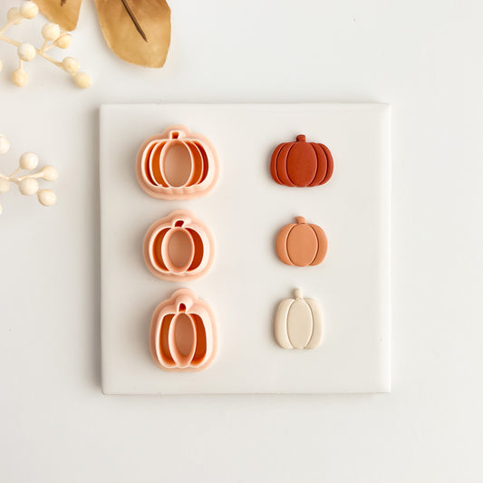 Pumpkin Trio Clay Cutter | Halloween Pumpkin Polymer Clay Cutter for Fall Earrings and Baking