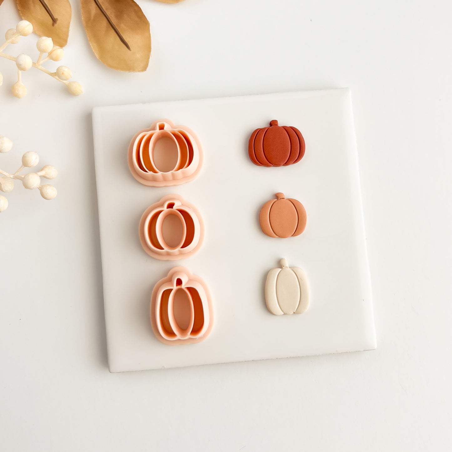 Pumpkin Trio Clay Cutter | Halloween Pumpkin Polymer Clay Cutter for Fall Earrings and Baking