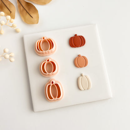 Pumpkin Trio Clay Cutter | Halloween Pumpkin Polymer Clay Cutter for Fall Earrings and Baking
