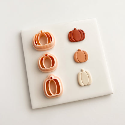 Pumpkin Trio Clay Cutter | Halloween Pumpkin Polymer Clay Cutter for Fall Earrings and Baking