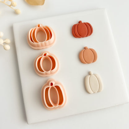 Pumpkin Trio Clay Cutter | Halloween Pumpkin Polymer Clay Cutter for Fall Earrings and Baking