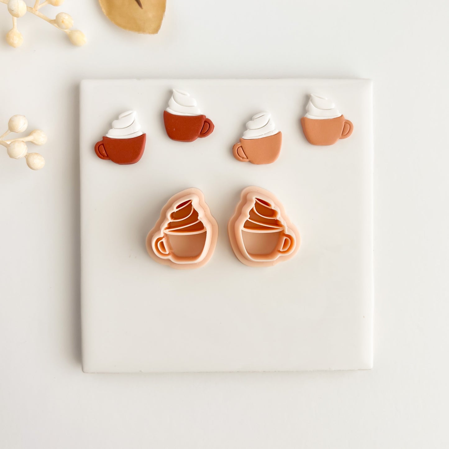 Coffee Cup with Whipped Cream Clay Cutter | Coffee Cup Polymer Clay Cutter for DIY Coffee Lover Earrings Barista-Themed Jewelry and Cozy Handmade Crafts