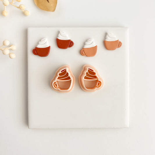Coffee Cup with Whipped Cream Clay Cutter | Coffee Cup Polymer Clay Cutter for DIY Coffee Lover Earrings Barista-Themed Jewelry and Cozy Handmade Crafts