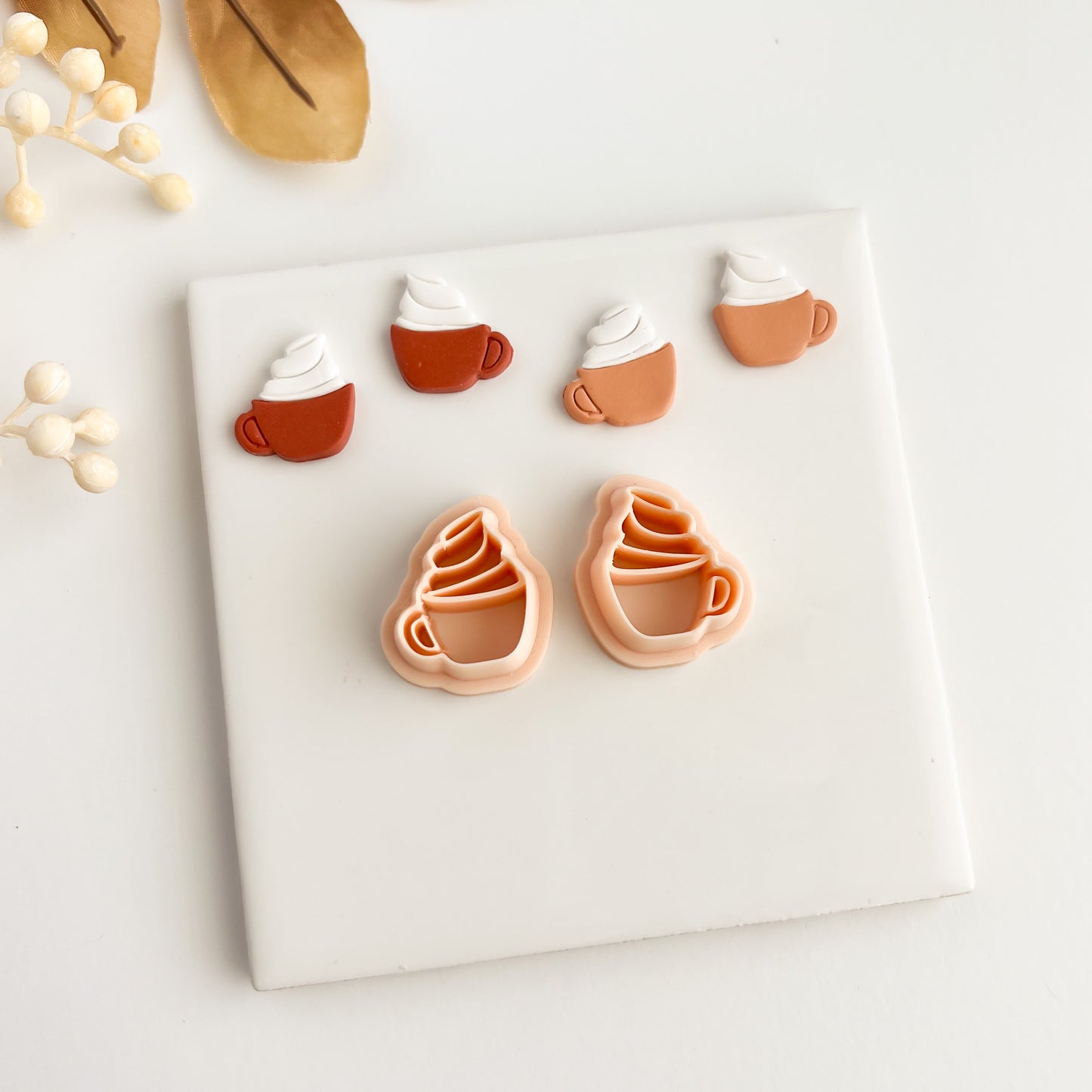 Coffee Cup with Whipped Cream Clay Cutter | Coffee Cup Polymer Clay Cutter for DIY Coffee Lover Earrings Barista-Themed Jewelry and Cozy Handmade Crafts