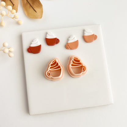 Coffee Cup with Whipped Cream Clay Cutter | Coffee Cup Polymer Clay Cutter for DIY Coffee Lover Earrings Barista-Themed Jewelry and Cozy Handmade Crafts