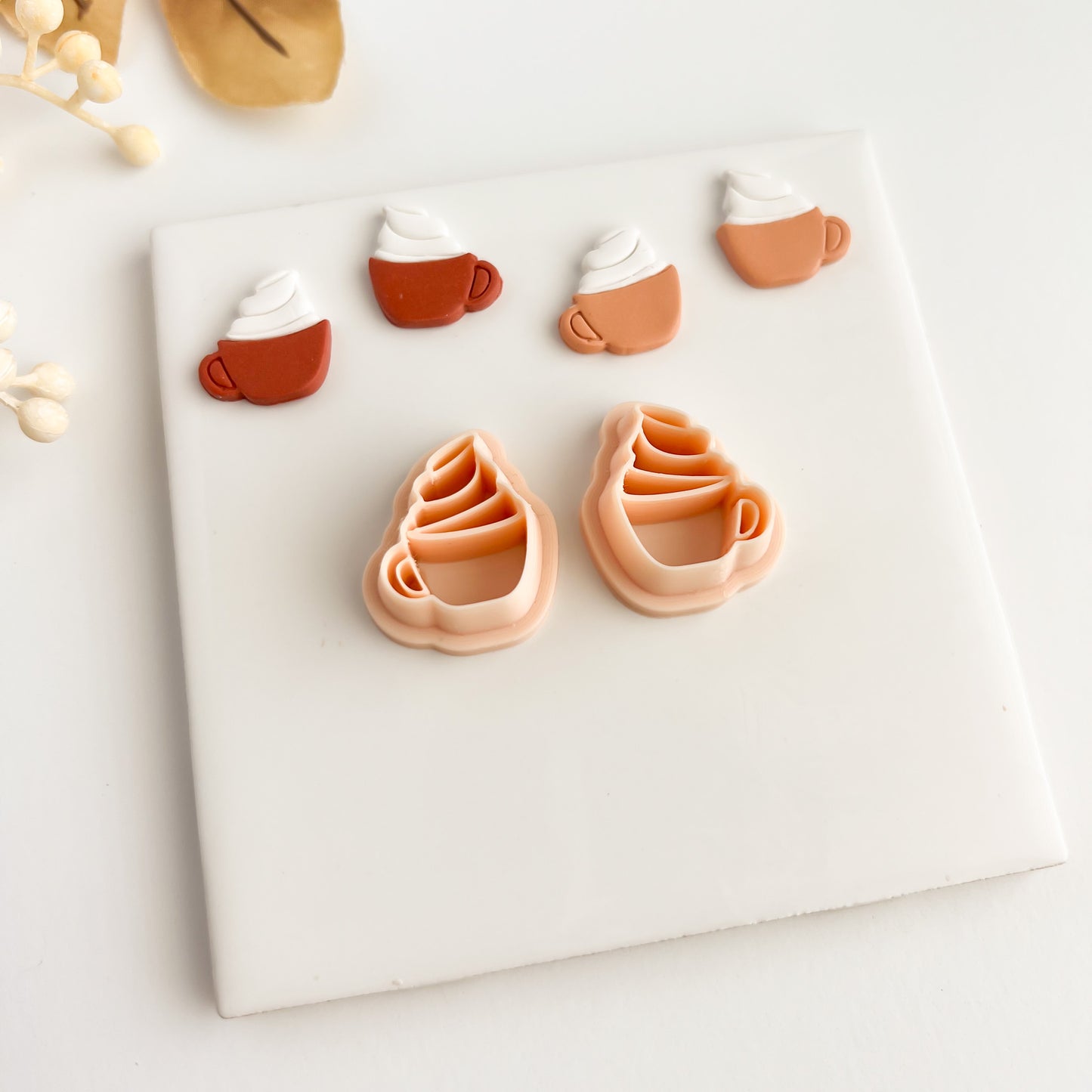 Coffee Cup with Whipped Cream Clay Cutter | Coffee Cup Polymer Clay Cutter for DIY Coffee Lover Earrings Barista-Themed Jewelry and Cozy Handmade Crafts