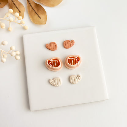 Pumpkin Mug No. 2 Clay Cutter | Cozy Fall Pumpkin Mug Polymer Clay Cutter for Coffee-Themed Jewelry and Crafts