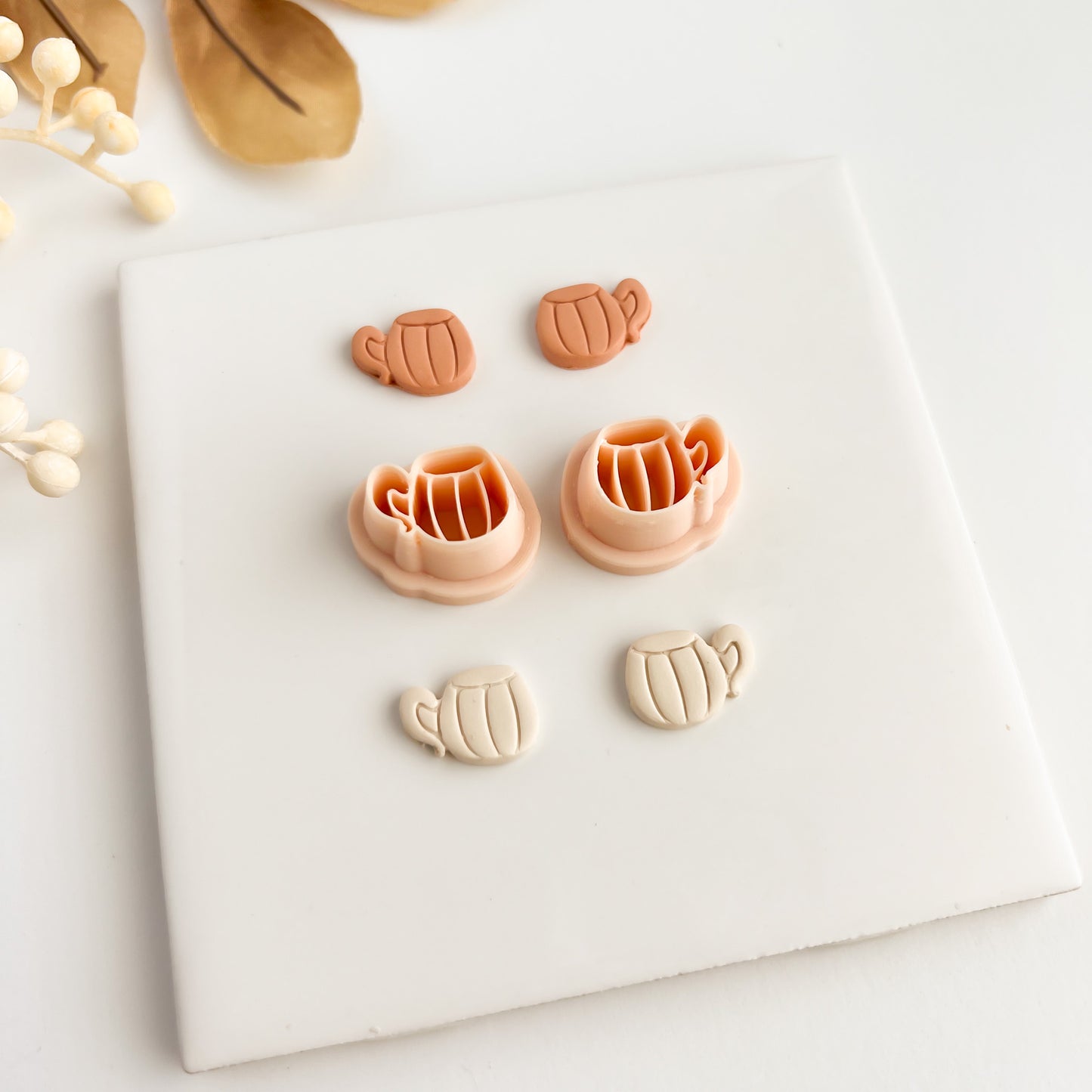 Pumpkin Mug No. 2 Clay Cutter | Cozy Fall Pumpkin Mug Polymer Clay Cutter for Coffee-Themed Jewelry and Crafts