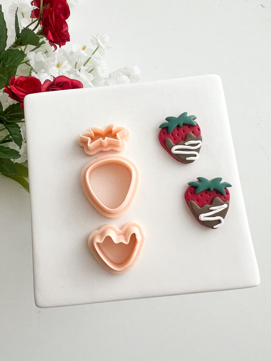 Chocolate Strawberry Clay Cutter | Chocolate Strawberry Polymer Clay Cutter for DIY Romantic Earrings Sweet-Themed Jewelry and Handmade Valentine Accessories
