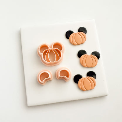 Mouse Pumpkin with Ears Clay Cutter | Halloween Mouse Pumpkin Polymer Clay Cutter for DIY Earrings and Gifts