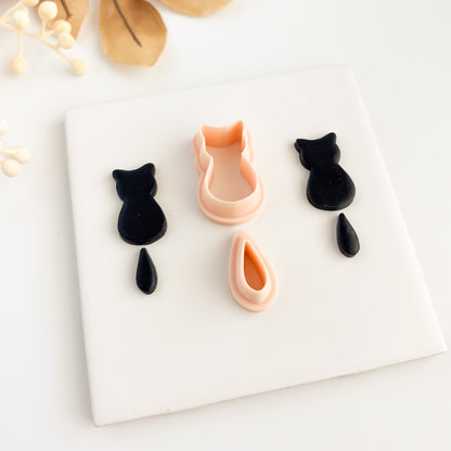 Cat and Tail Clay Cutter | Cat and Tail Polymer Clay Cutter for DIY Animal Earrings Handmade Jewelry and Feline-Inspired Accessories