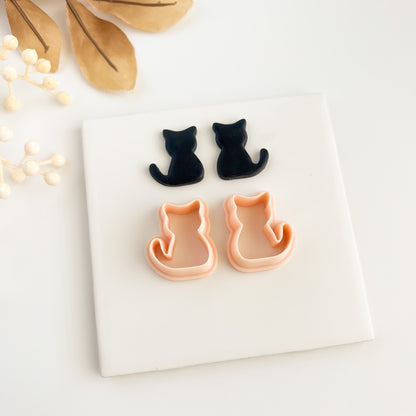 Mirrored Cat Clay Cutter | Cute Cat Polymer Clay Cutter for DIY Earrings Cat Lover Jewelry Handmade Crafting