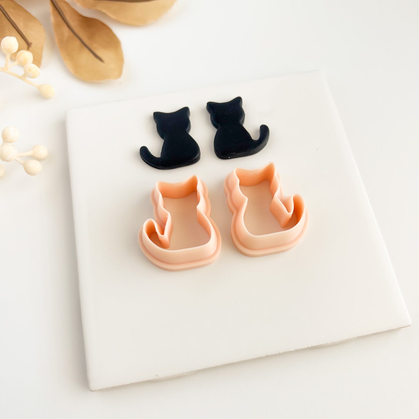 Mirrored Cat Clay Cutter | Cute Cat Polymer Clay Cutter for DIY Earrings Cat Lover Jewelry Handmade Crafting