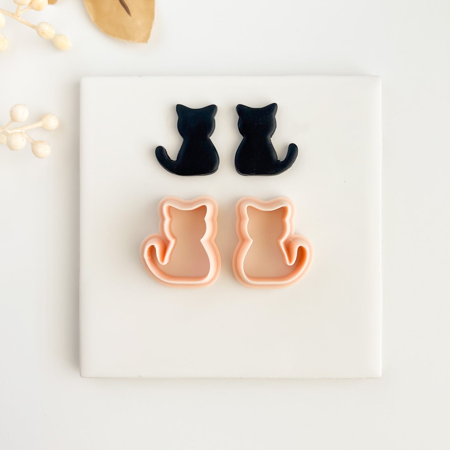 Mirrored Cat Clay Cutter | Cute Cat Polymer Clay Cutter for DIY Earrings Cat Lover Jewelry Handmade Crafting