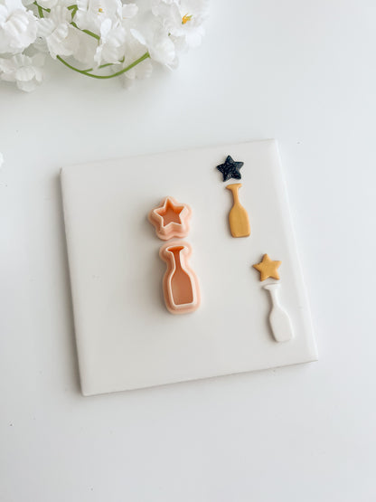 Champagne Star Dangle Clay Cutter | Champagne Star Polymer Clay Cutter for DIY New Year's Earrings Celebration Jewelry and Elegant Handmade Accessories