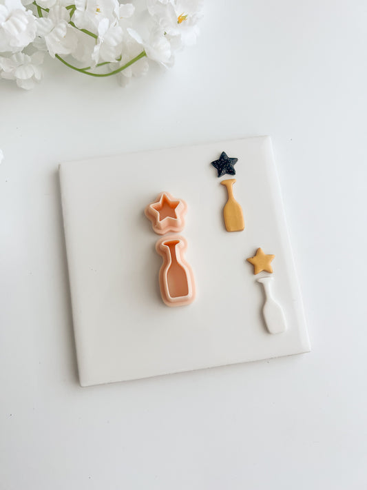 Champagne Star Dangle Clay Cutter | Champagne Star Polymer Clay Cutter for DIY New Year's Earrings Celebration Jewelry and Elegant Handmade Accessories