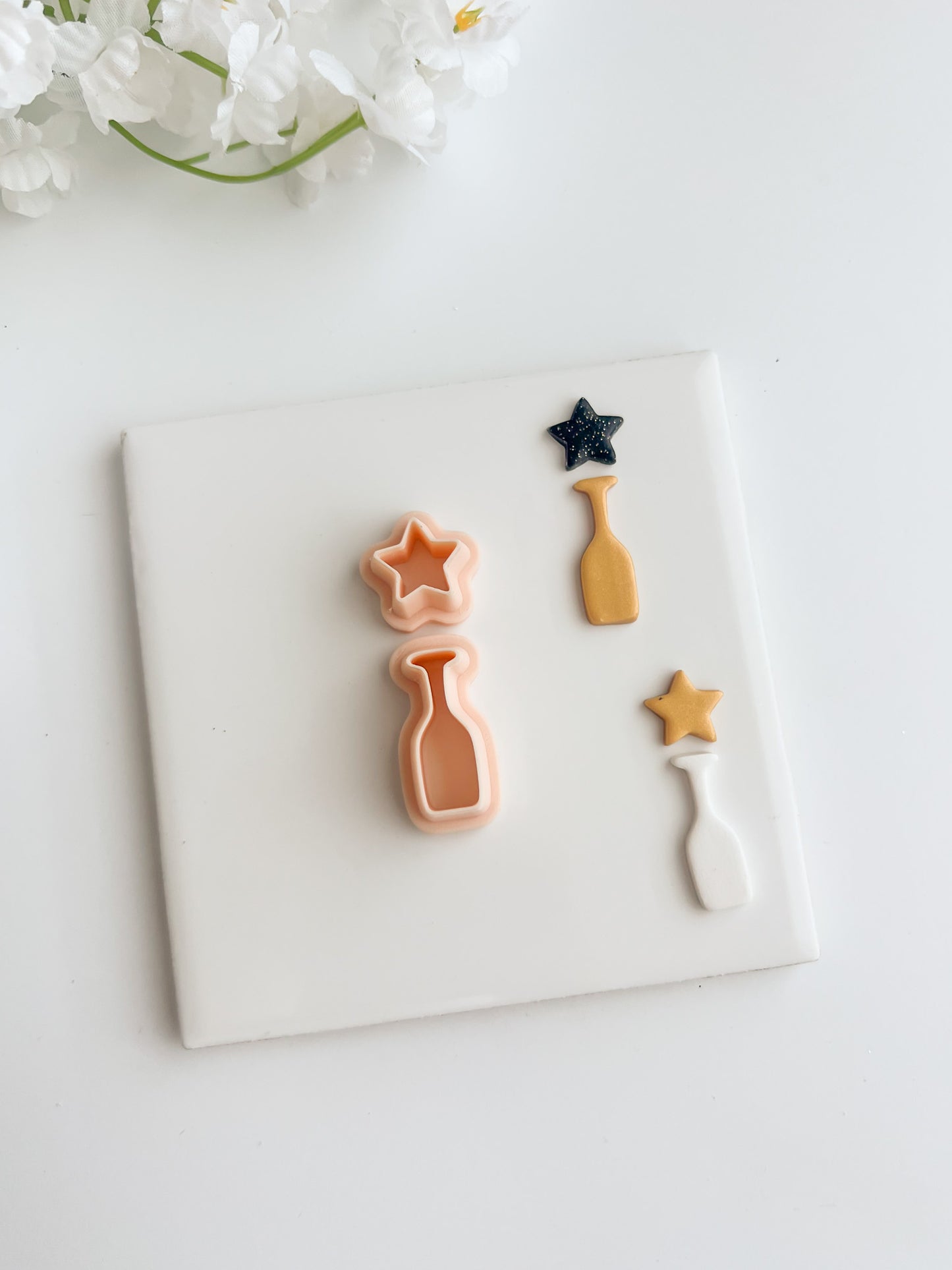 Champagne Star Dangle Clay Cutter | Champagne Star Polymer Clay Cutter for DIY New Year's Earrings Celebration Jewelry and Elegant Handmade Accessories