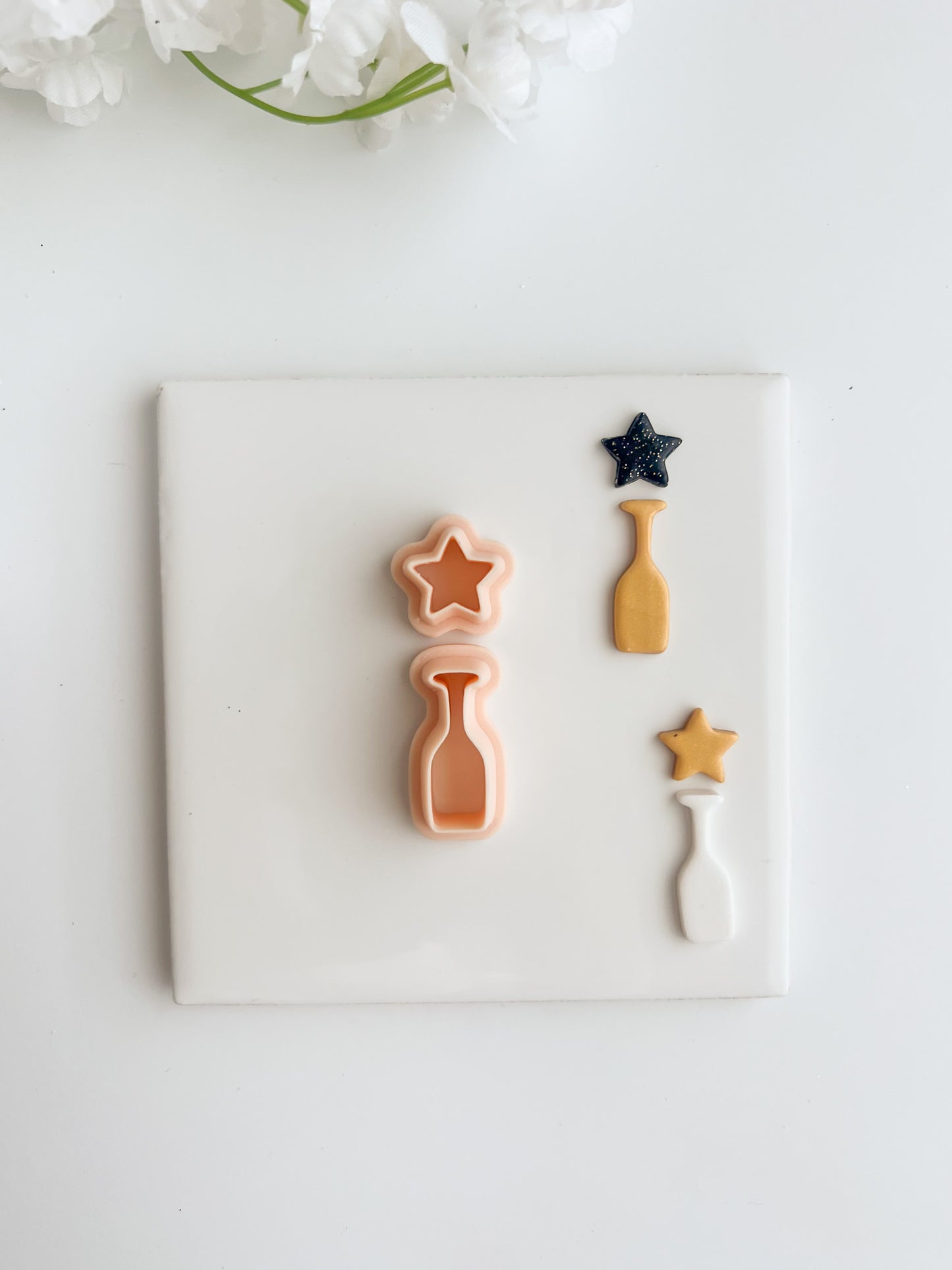 Champagne Star Dangle Clay Cutter | Champagne Star Polymer Clay Cutter for DIY New Year's Earrings Celebration Jewelry and Elegant Handmade Accessories