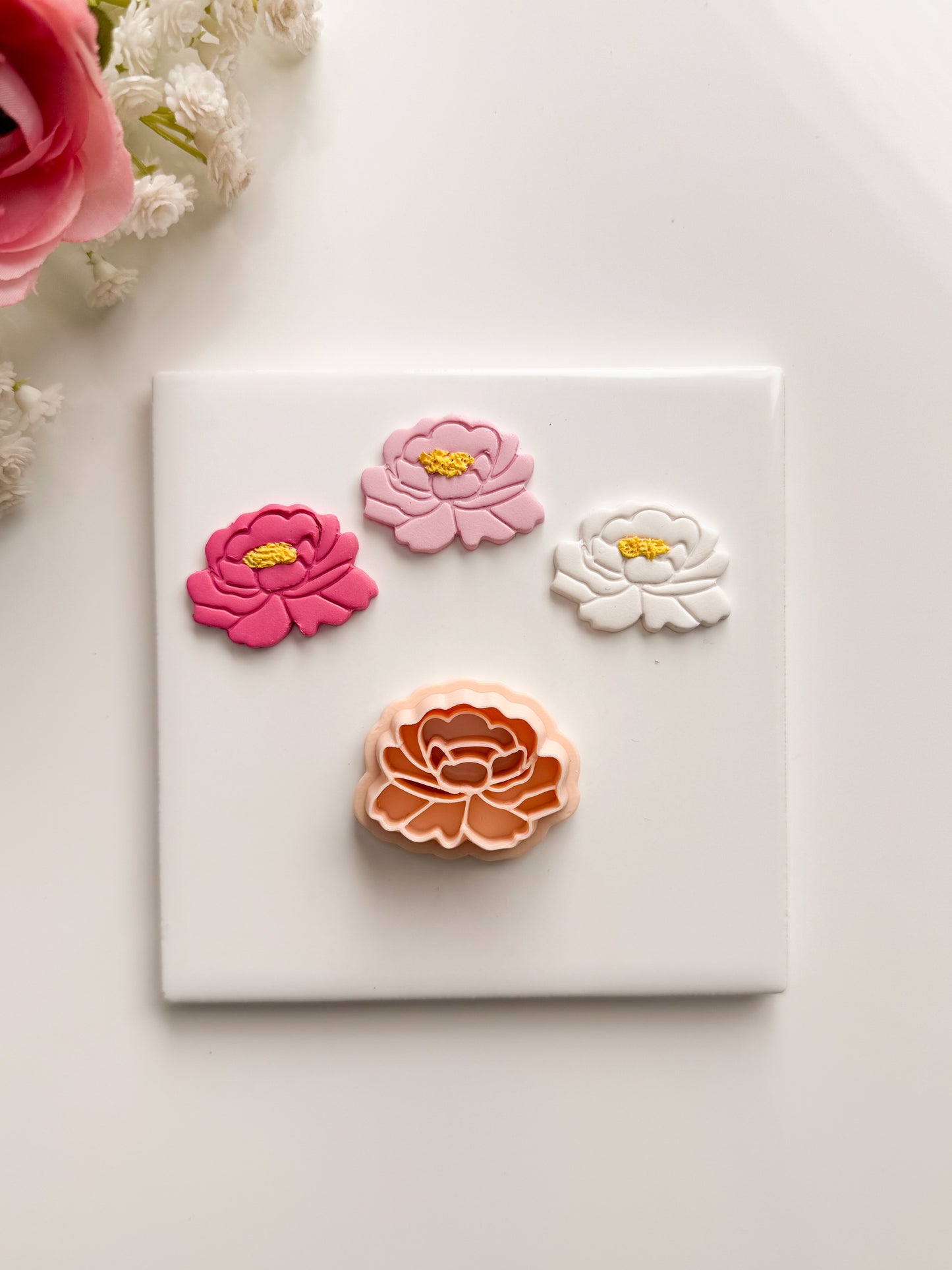 Peony No. 4 Clay Cutter | Peony No. 4 Polymer Clay Cutter for DIY Wedding Earrings Romantic Jewelry and Handmade Floral Accessories