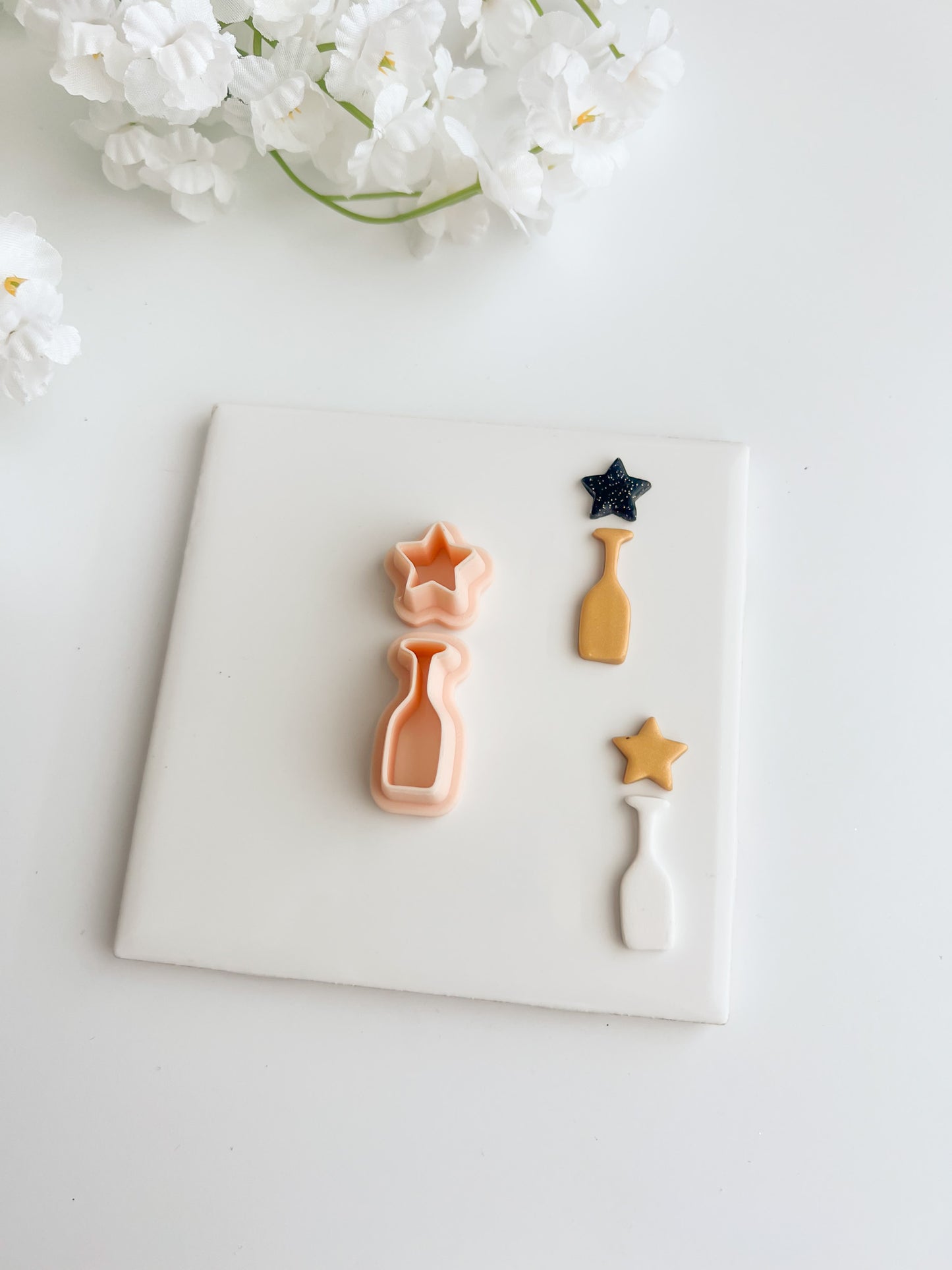 Champagne Star Dangle Clay Cutter | Champagne Star Polymer Clay Cutter for DIY New Year's Earrings Celebration Jewelry and Elegant Handmade Accessories