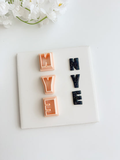 NYE Letters Clay Cutter | New Year's Eve Polymer Clay Cutter for Party Jewelry and Celebrations