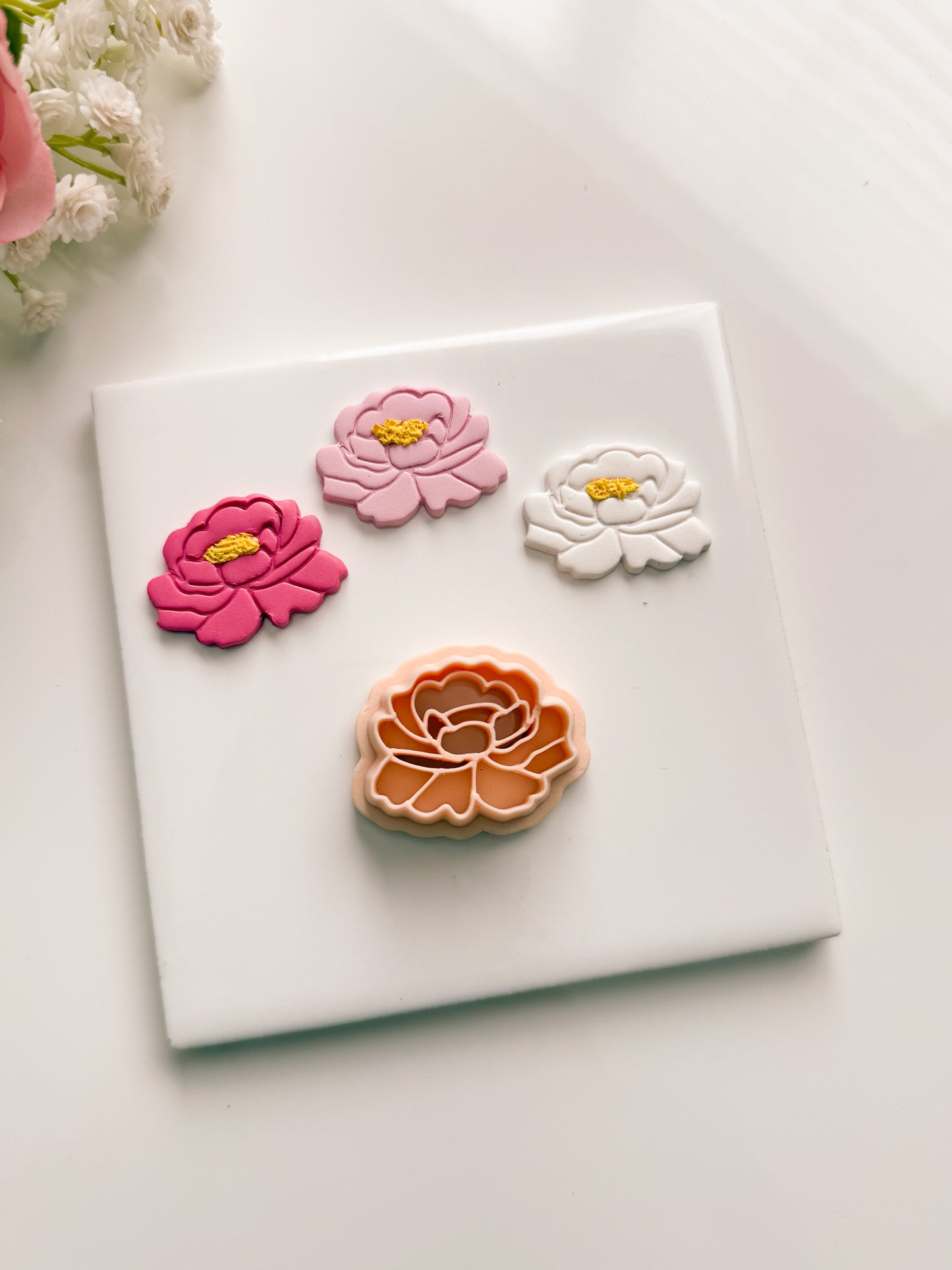 Peony No. 4 Clay Cutter | Peony No. 4 Polymer Clay Cutter for DIY Wedding Earrings Romantic Jewelry and Handmade Floral Accessories