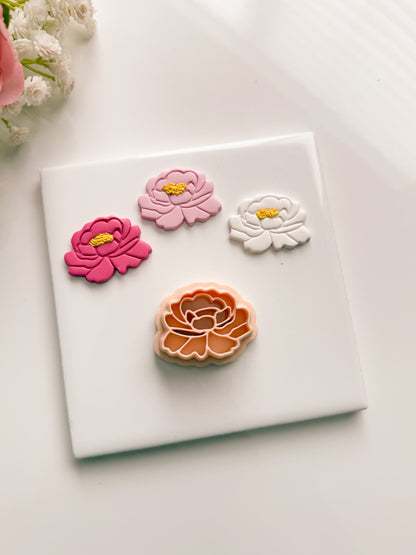 Peony No. 4 Clay Cutter | Peony No. 4 Polymer Clay Cutter for DIY Wedding Earrings Romantic Jewelry and Handmade Floral Accessories