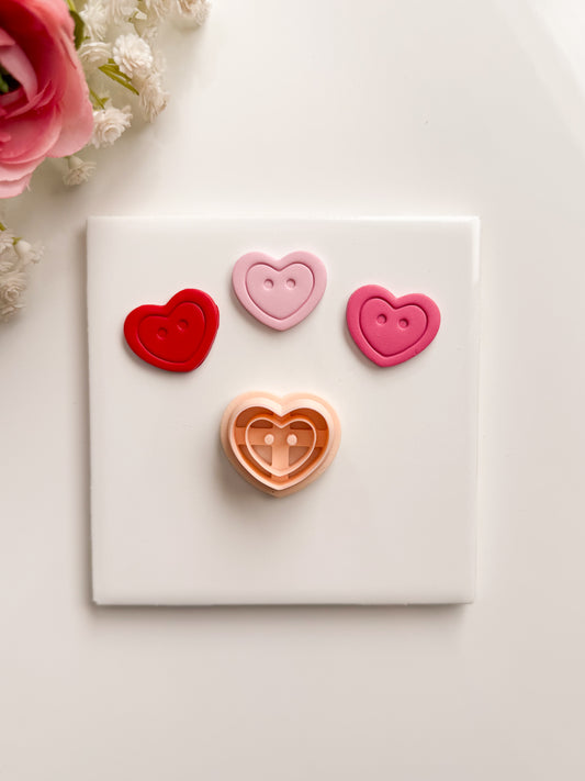Heart Button No. 2 Clay Cutter | Heart Button No. 2 Polymer Clay Cutter for DIY Cute Earrings Sewing-Themed Jewelry and Handmade Craft Accessories
