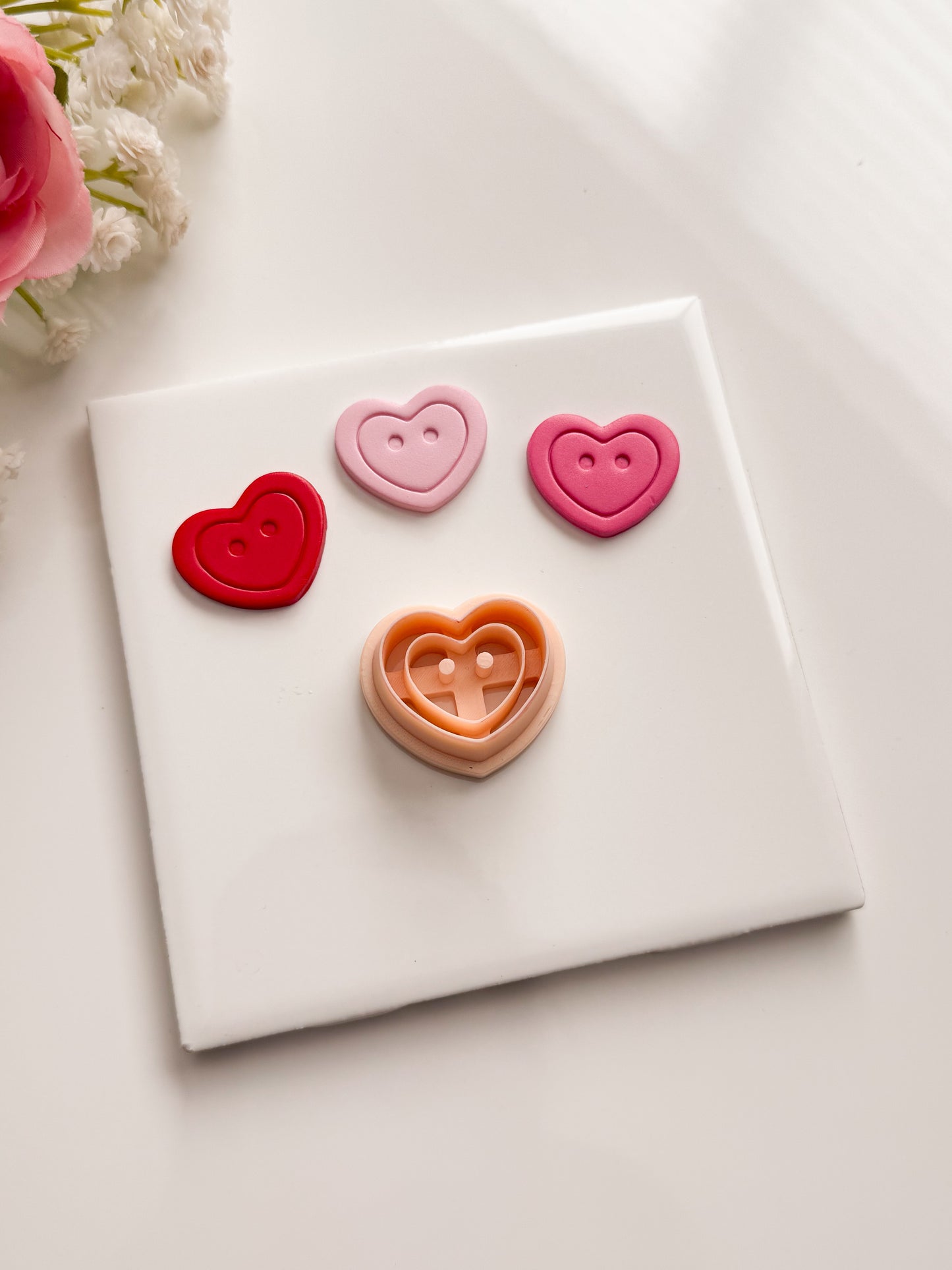 Heart Button No. 2 Clay Cutter | Heart Button No. 2 Polymer Clay Cutter for DIY Cute Earrings Sewing-Themed Jewelry and Handmade Craft Accessories