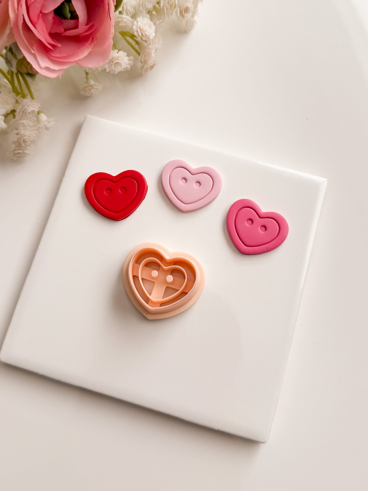 Heart Button No. 2 Clay Cutter | Heart Button No. 2 Polymer Clay Cutter for DIY Cute Earrings Sewing-Themed Jewelry and Handmade Craft Accessories