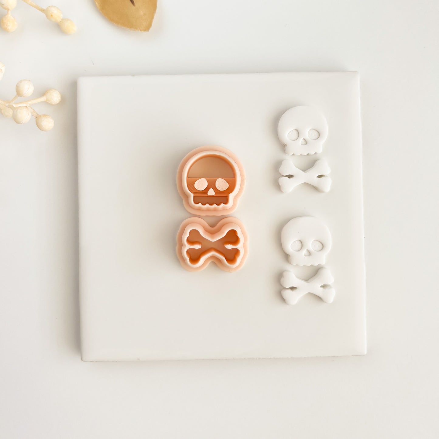 Skull and Bones Clay Cutter | Spooky Polymer Clay Cutter for Halloween Earrings and Jewelry