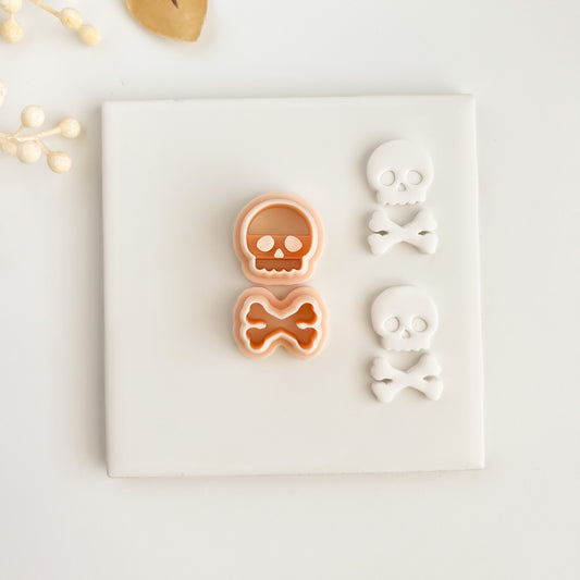 Skull and Bones Clay Cutter | Spooky Polymer Clay Cutter for Halloween Earrings and Jewelry