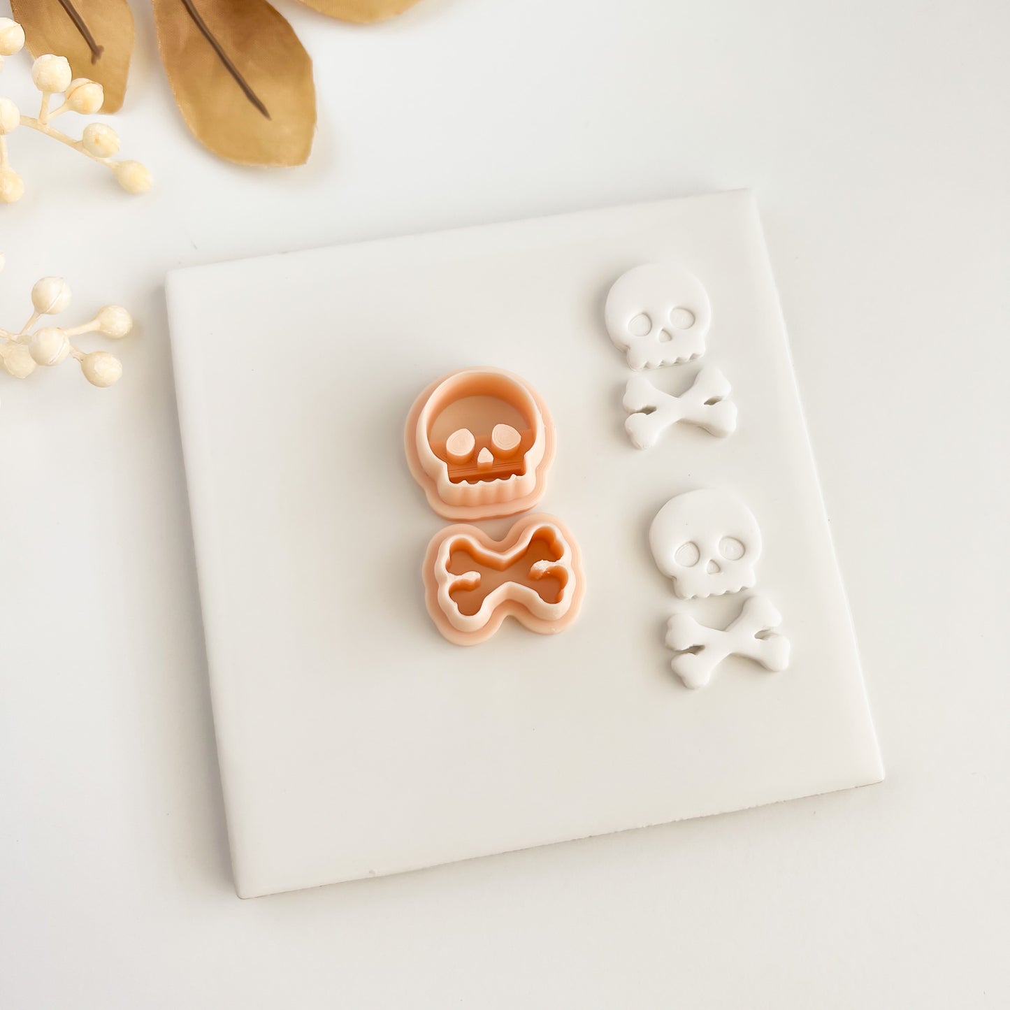 Skull and Bones Clay Cutter | Spooky Polymer Clay Cutter for Halloween Earrings and Jewelry