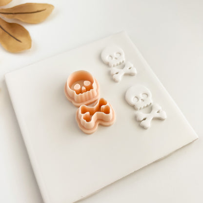 Skull and Bones Clay Cutter | Spooky Polymer Clay Cutter for Halloween Earrings and Jewelry
