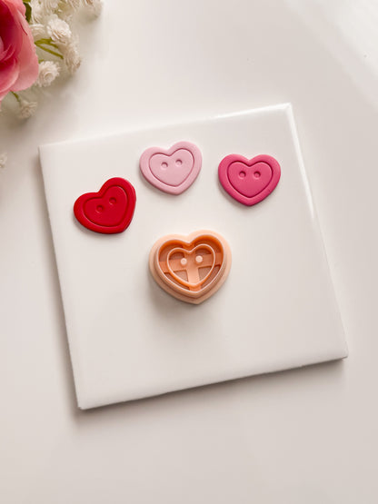 Heart Button No. 2 Clay Cutter | Heart Button No. 2 Polymer Clay Cutter for DIY Cute Earrings Sewing-Themed Jewelry and Handmade Craft Accessories