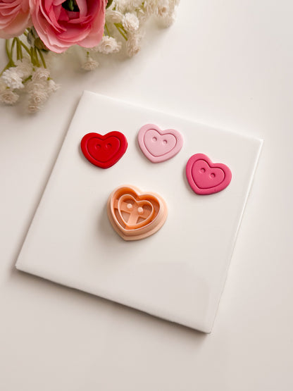 Heart Button No. 2 Clay Cutter | Heart Button No. 2 Polymer Clay Cutter for DIY Cute Earrings Sewing-Themed Jewelry and Handmade Craft Accessories