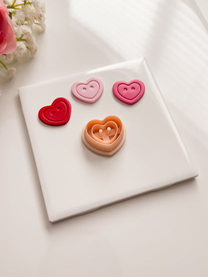 Heart Button No. 2 Clay Cutter | Heart Button No. 2 Polymer Clay Cutter for DIY Cute Earrings Sewing-Themed Jewelry and Handmade Craft Accessories