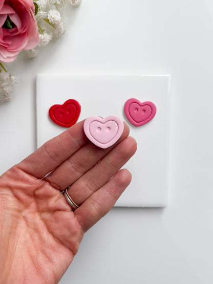 Heart Button No. 2 Clay Cutter | Heart Button No. 2 Polymer Clay Cutter for DIY Cute Earrings Sewing-Themed Jewelry and Handmade Craft Accessories