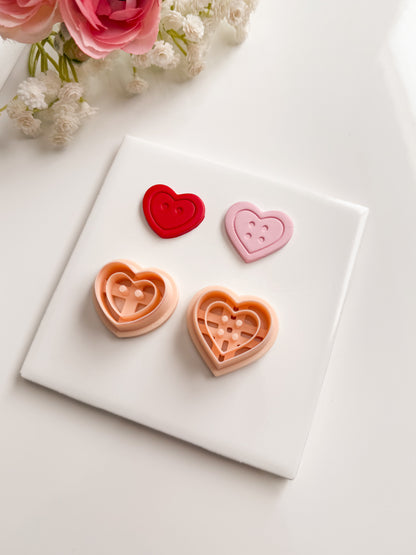 Heart Button Set of Two Clay Cutter | Heart Button Set of Two Polymer Clay Cutter for DIY Craft Earrings Cute Button-Themed Jewelry and Handmade Fun Accessories