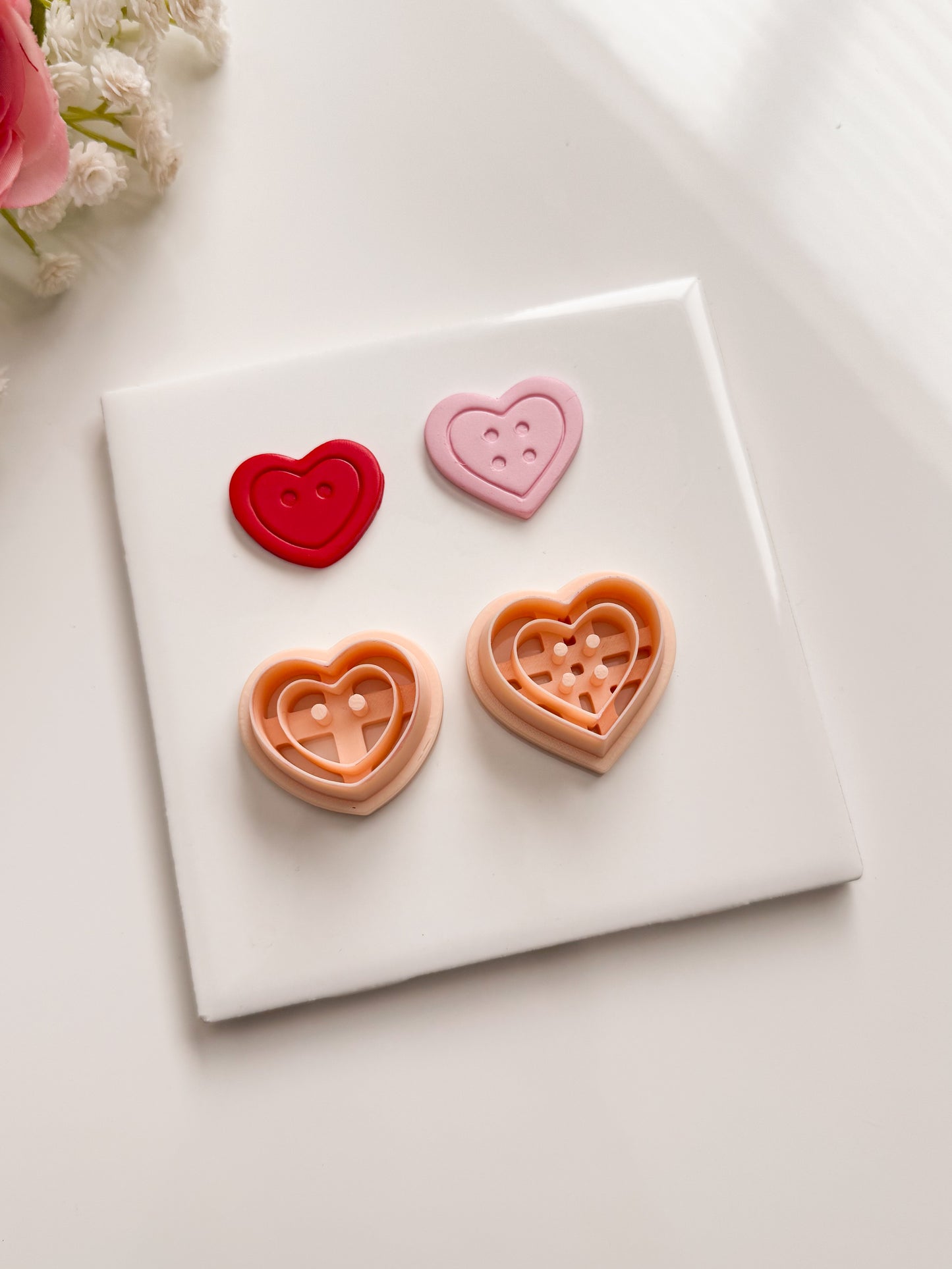 Heart Button Set of Two Clay Cutter | Heart Button Set of Two Polymer Clay Cutter for DIY Craft Earrings Cute Button-Themed Jewelry and Handmade Fun Accessories